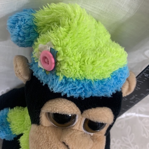 The Petting Zoo baby Chimp Monkey plush 7" black wearing hat & scarf 1994 - Picture 3 of 10